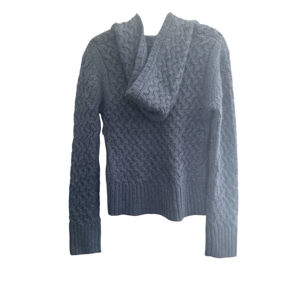 Kenji Womens Medium Blue Wool Alpaca Blend Hooded Cable Knit Sweater #5746 - Picture 7 of 12